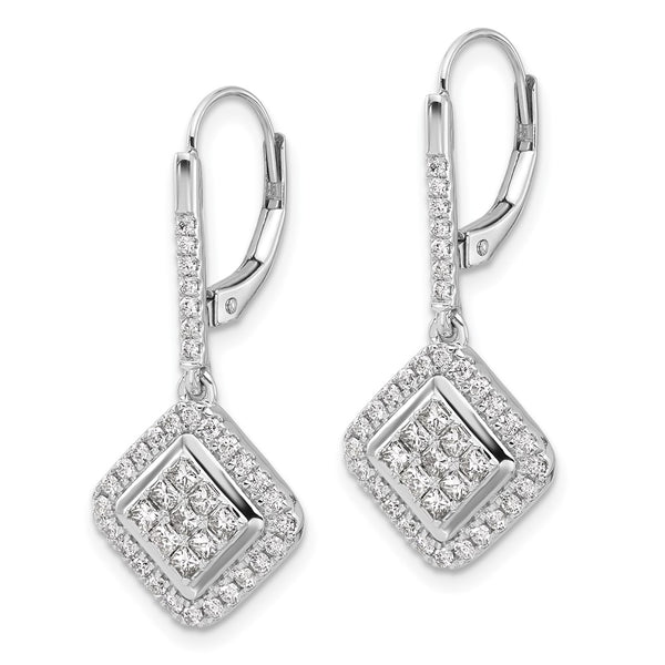 Shop Stylish 14K White Gold Diamond Cluster Drop Earrings - Affordable Luxury