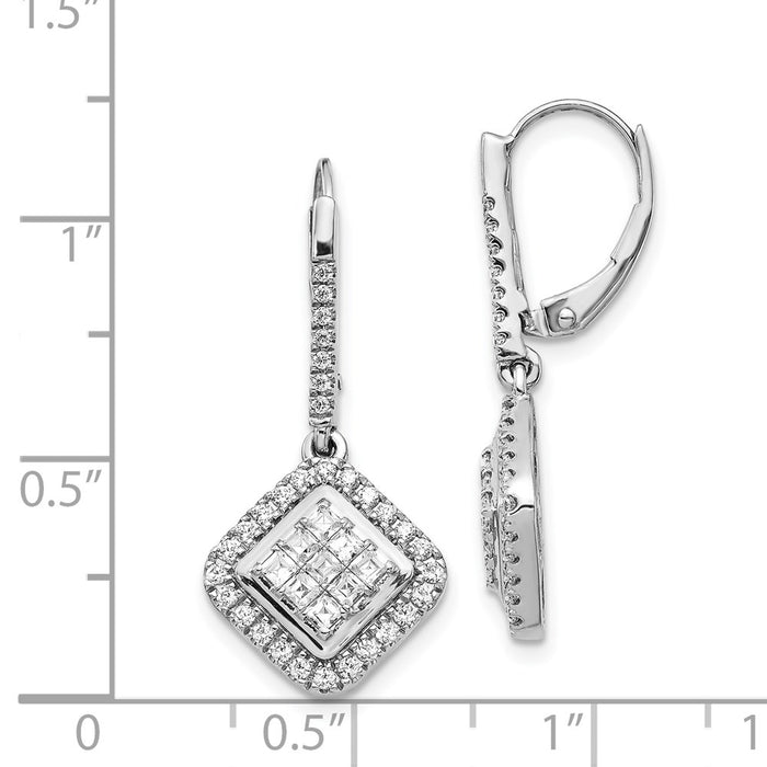 Shop Stylish 14K White Gold Diamond Cluster Drop Earrings - Affordable Luxury-4