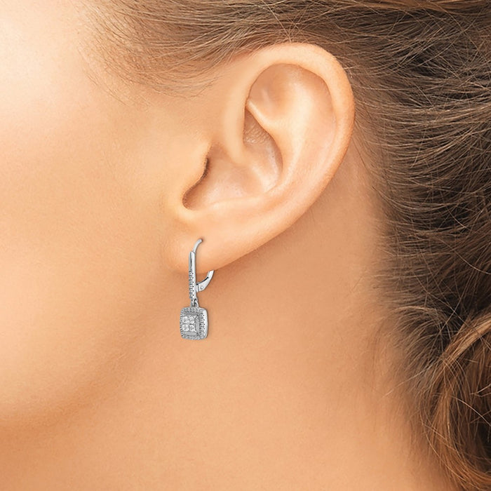 Buy Stylish 14K White Gold Diamond Cluster Drop Earrings - Affordable Luxury-3