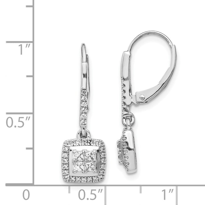Buy Stylish 14K White Gold Diamond Cluster Drop Earrings - Affordable Luxury-4