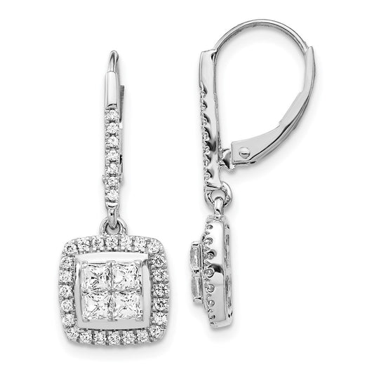 Buy 14K White Gold Diamond Cluster Drop Earrings - Stylish & Affordable Luxury!