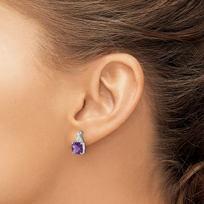 Shop Exclusive 14K White Gold Amethyst & Diamond Earrings - Stylish Value!-3