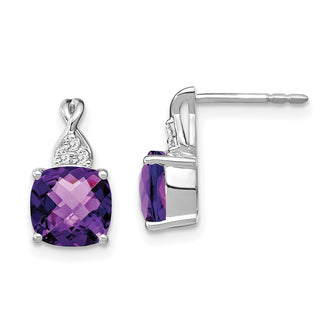 Shop Exclusive 14K White Gold Amethyst & Diamond Earrings - Stylish Value!