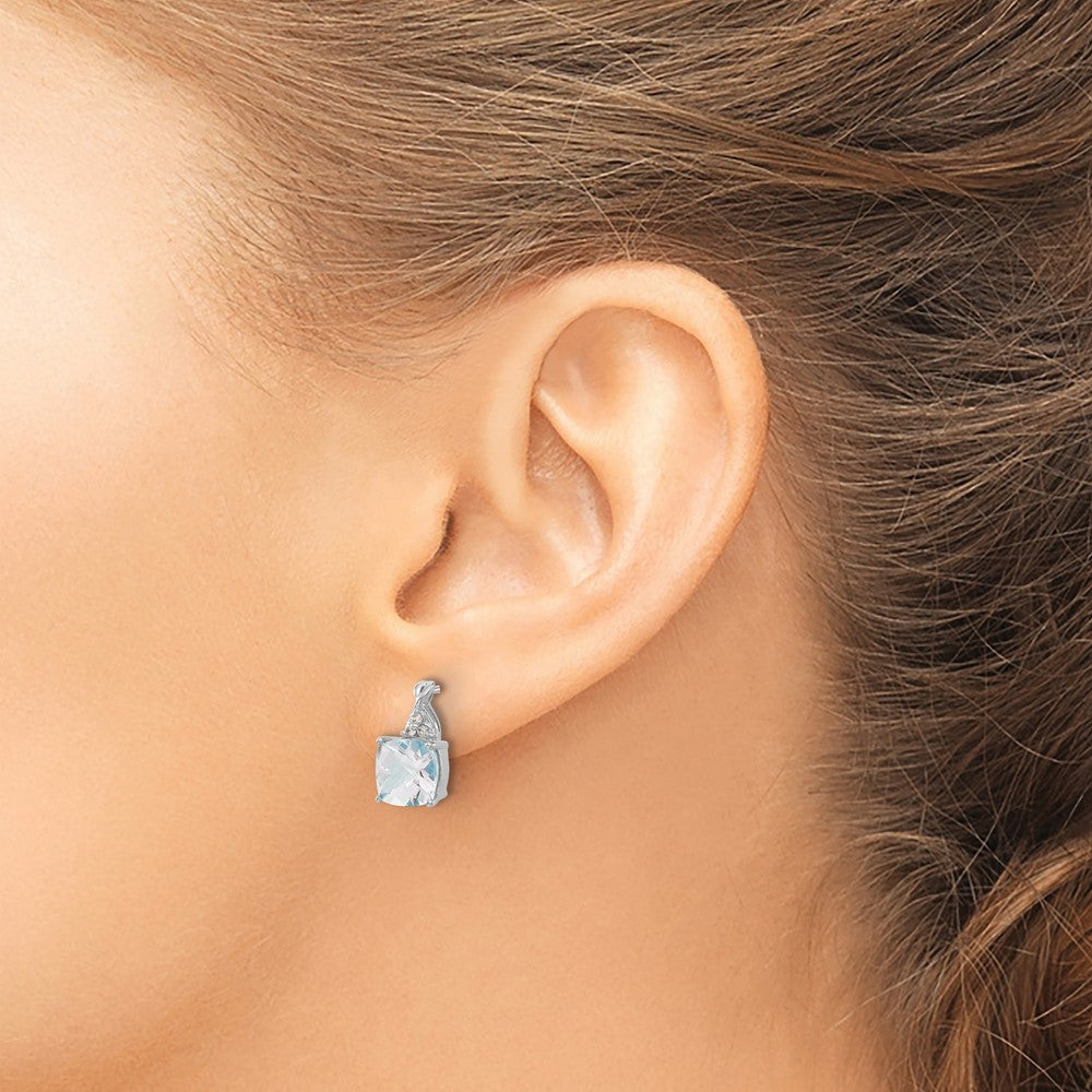 Buy Stylish 14K White Gold Aquamarine & Diamond Checkerboard Earrings