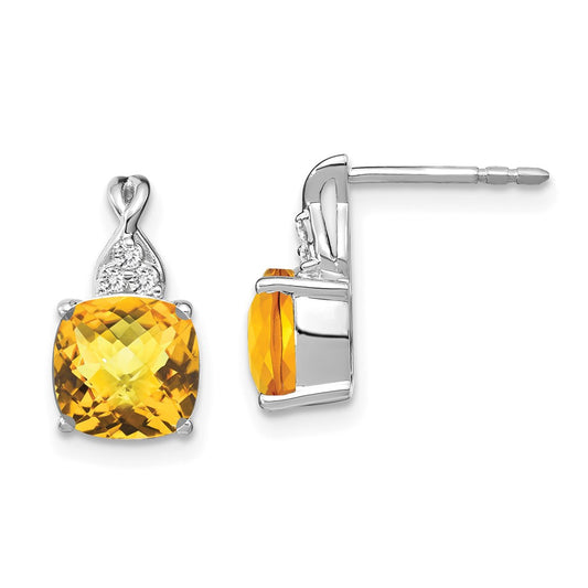 High-Quality 14K White Gold Citrine & Diamond Earrings - Stylish Value!