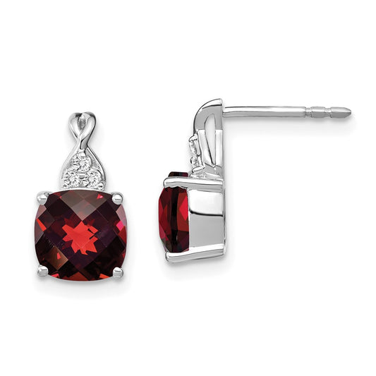 Buy Exclusive 14K White Gold Garnet & Diamond Checkerboard Earrings