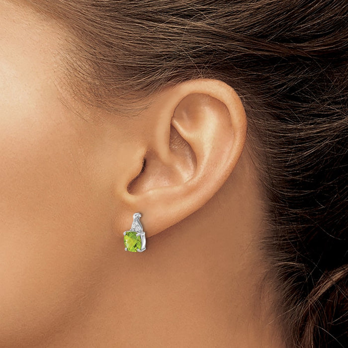 Buy Stylish 14K White Gold Peridot & Diamond Checkerboard Earrings - 1.5"-3