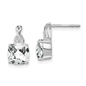 Shop Stylish 14K White Gold Earrings with Checkerboard White Topaz & Diamonds