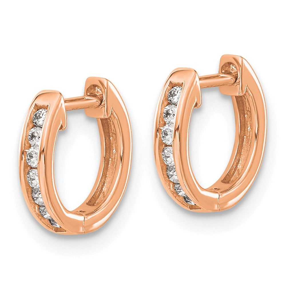 Shop Stylish 10K Rose Gold Diamond-Accented Hinged Hoop Earrings, 1.5"