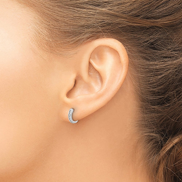 Shop Exclusive 10K White Gold Diamond-Accented Hoop Earrings | Stylish Value-3