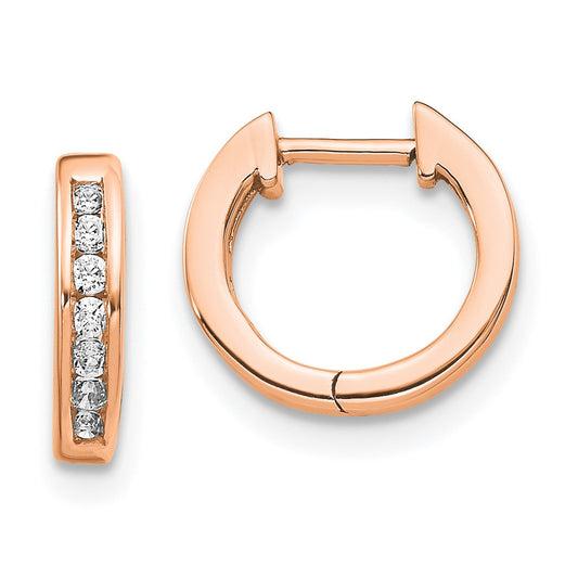 Exclusive Polished 14K Rose Gold Diamond Hinged Hoop Earrings | Stylish Value