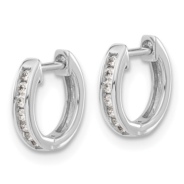 14K White Gold Diamond-Accented Hinged Hoop Earrings - Style GR1-1021059