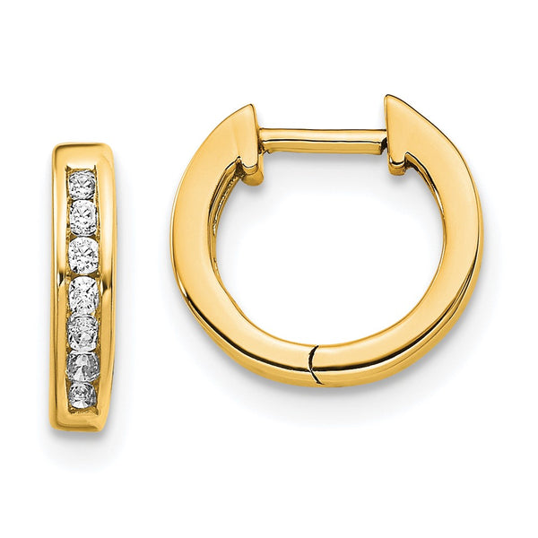 14K Gold Diamond-Studded Hoop Earrings - 1.5"