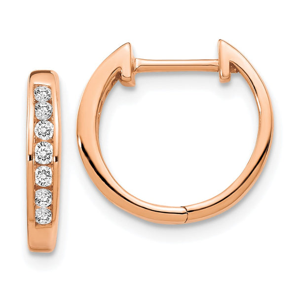 10K Rose Gold Hinged Hoop Earrings with Diamond Accents - Style GR1-1016603