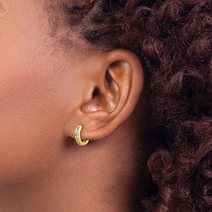 Exclusive 10K Gold Hinged Hoop Earrings with Diamond Accents - Stylish Luxury-3