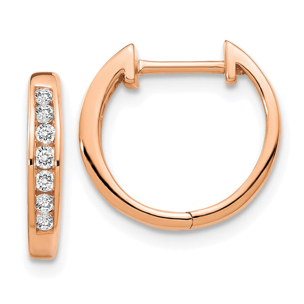 14K Rose Gold Diamond-Studded Hinged Hoop Earrings - Style GR1-1002933
