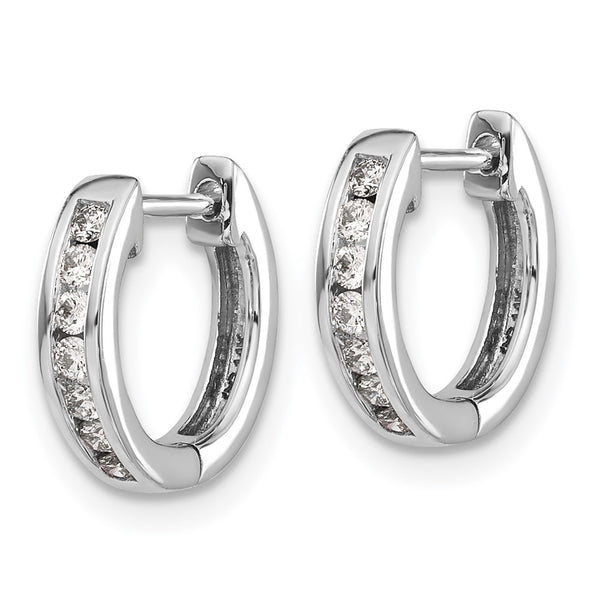 14K White Gold Diamond-Accented Hinged Hoop Earrings - Style GR1-1021036