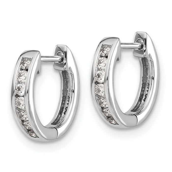 High-Quality 14K White Gold Diamond-Accented Hinged Hoop Earrings - Stylish Value-2