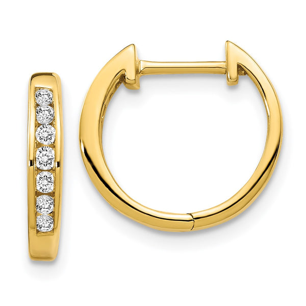 14K Gold Diamond-Studded Hoop Earrings