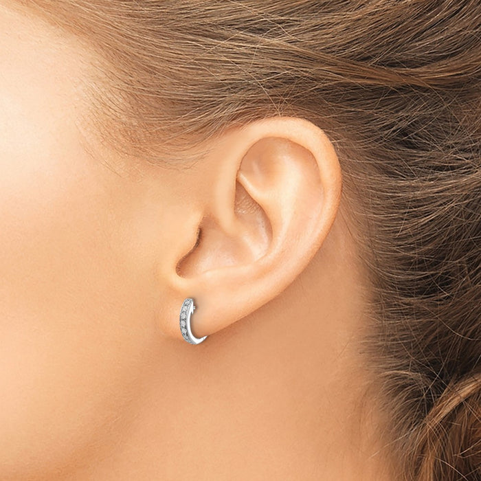 Buy Stylish 14K White Gold Diamond-Accented Hinged Hoop Earrings, 1.5"-3