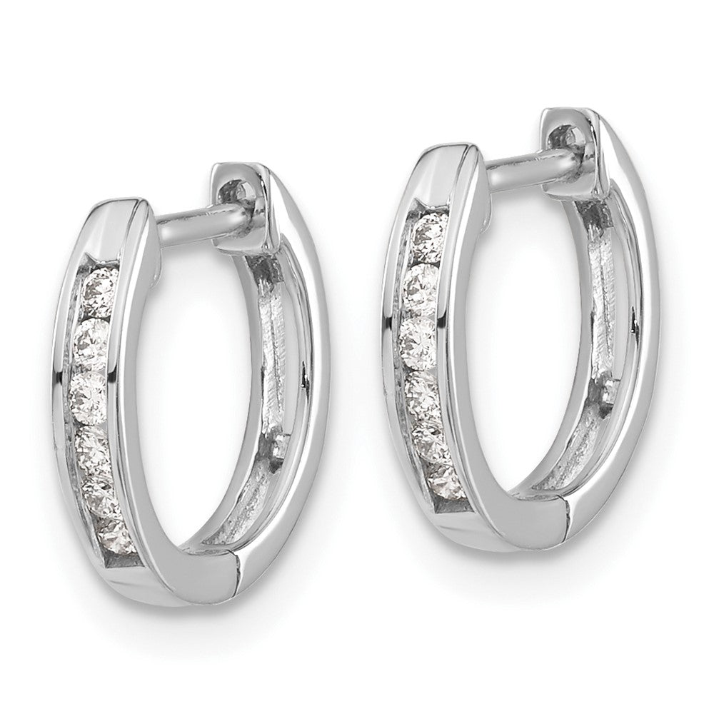 Buy Stylish 10K White Gold Diamond-Accented Hinged Hoop Earrings, 1.5"