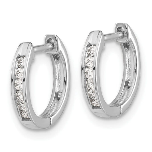 Buy Stylish 10K White Gold Diamond-Accented Hinged Hoop Earrings, 1.5"