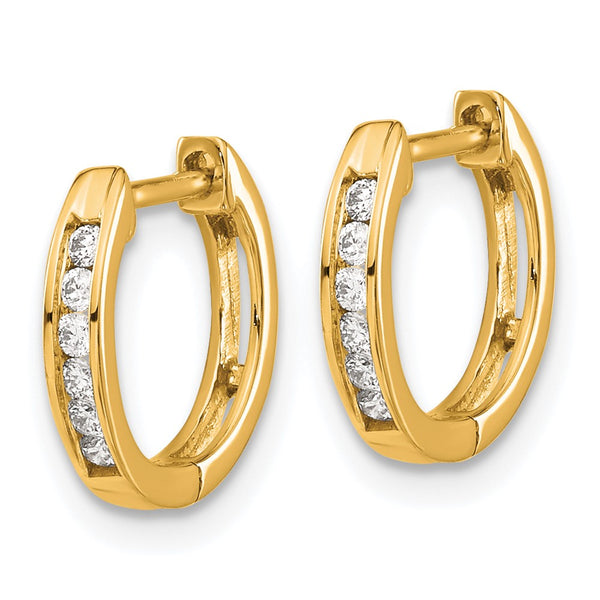 10K Gold Hinged Hoop Earrings with Diamond Studs