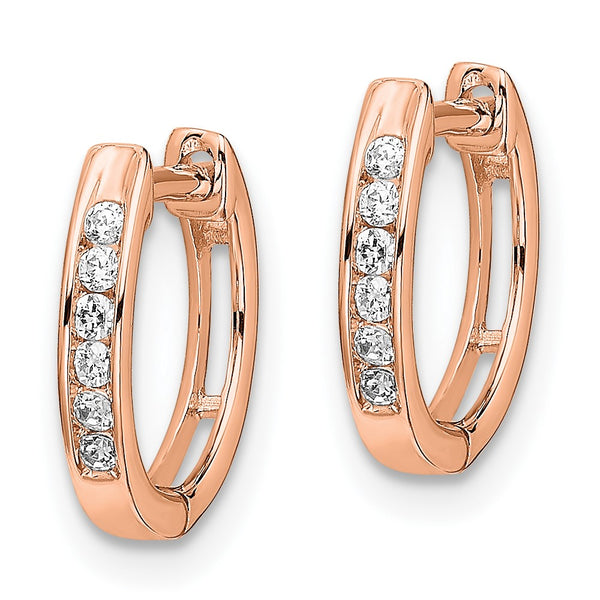 14K Rose Gold Diamond Hinged Hoop Earrings - 1.5"
