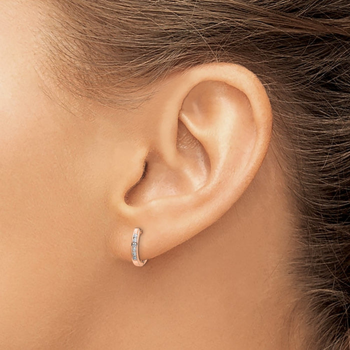 Buy Stylish 14K Rose Gold Diamond Hinged Hoop Earrings - 1.5" Luxury Design-3
