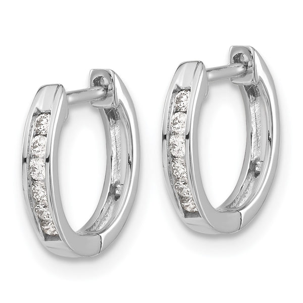 Diamond Hinged Hoop Earrings in 14K White Gold - .85mm