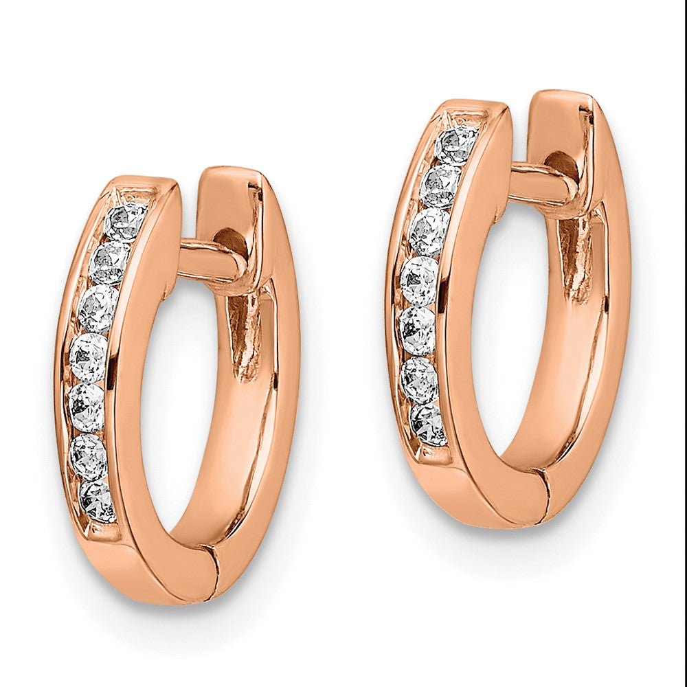 Shop Stylish 10K Rose Gold Diamond-Accented Hinged Hoop Earrings - Affordable Elegance