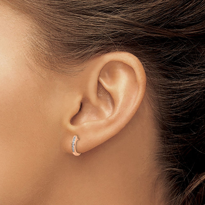 Exclusive Polished 14K Rose Gold Diamond Hoop Earrings | Stylish & Affordable-3