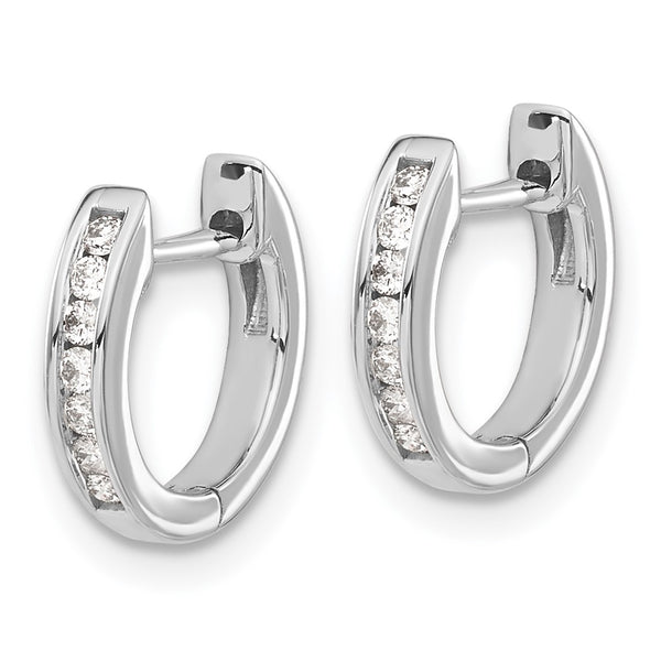 14K White Gold Hinged Hoop Earrings with 1/8 Carat Lab-Grown Diamonds - Style GR1-1002942