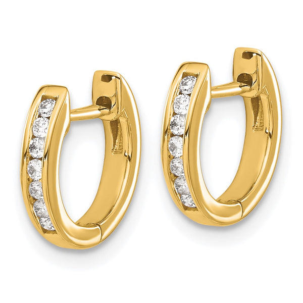 14K Gold Hinged Hoop Earrings with 1/8 Carat Diamond