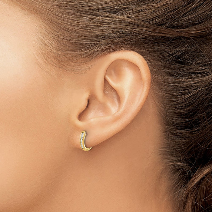 Shop Stylish 14K Gold Hinged Hoop Earrings with 1/8 Carat Diamond - Luxury Value-3