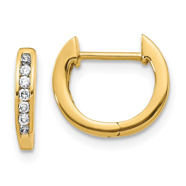 14K Gold Hinged Hoop Earrings with 1/8 Carat Diamond