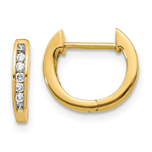 Shop Stylish 14K Gold Polished Diamond-Accented Hinged Hoop Earrings