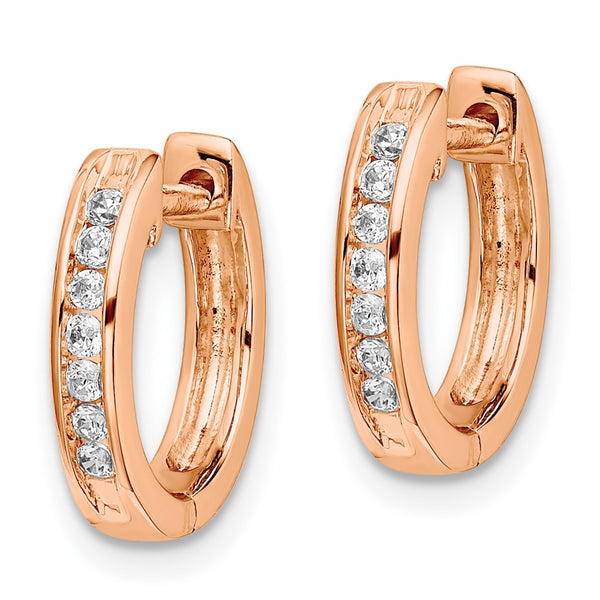 10K Rose Gold Diamond-Accented Hoop Earrings