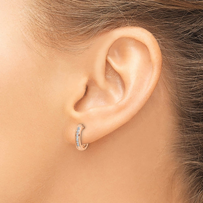Buy Exclusive 10K Rose Gold Diamond-Accented Hoop Earrings - Stylish Value!-3