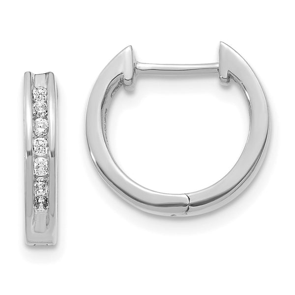 10K White Gold Diamond-Accented Hinged Hoop Earrings - Style GR1-1002945