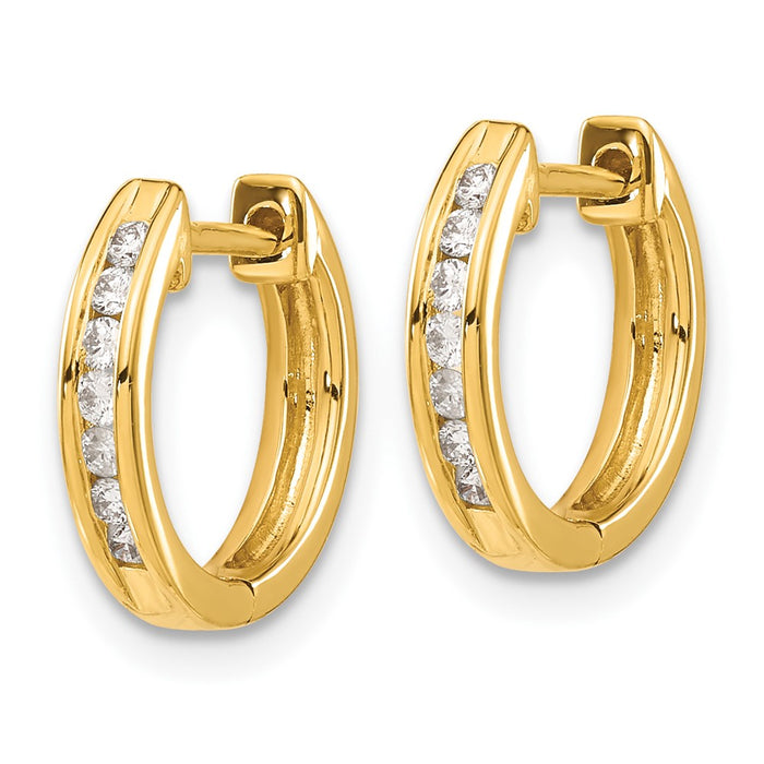 Shop Exclusive 10K Gold Diamond-Accented Hinged Hoop Earrings - Stylish Luxury-2