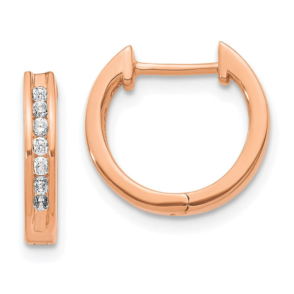 14K Rose Gold Hinged Hoop Earrings with Diamond Accents - Style GR1-1016633