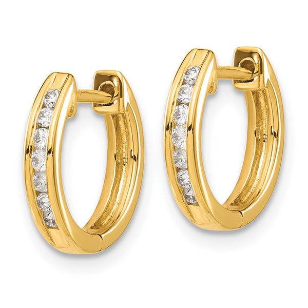14K Gold Diamond-Accented Hinged Hoop Earrings - Style GR1-1020943