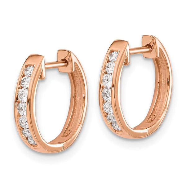 10K Rose Gold Hinged Hoop Earrings with Diamond Accents - Style GR1-1002946