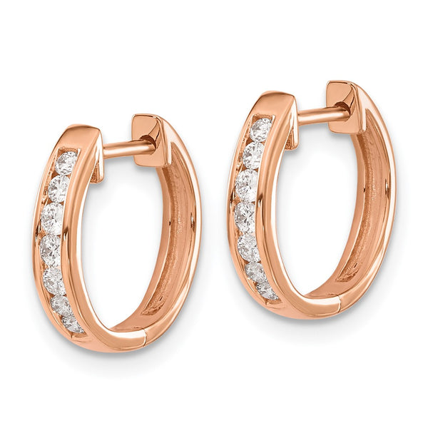 14K Rose Gold Hinged Hoop Earrings - 1/4 Carat Lab-Grown Diamond