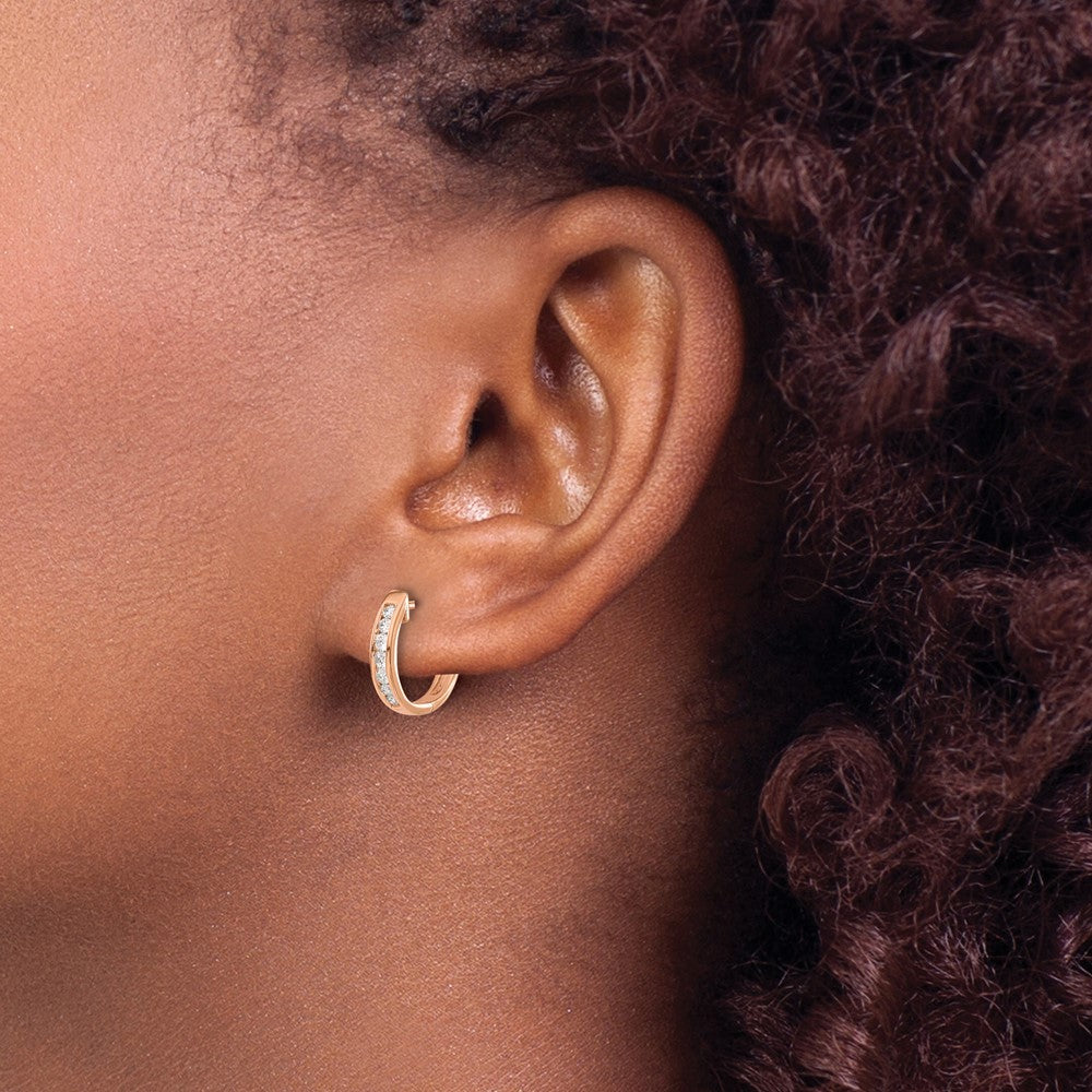 Buy Designer 14K Rose Gold Diamond-Accented Hinged Hoop Earrings - Stylish & Affordable!