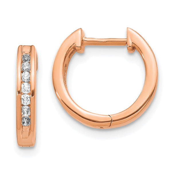 14K Rose Gold Hinged Hoop Earrings - 1/4 Carat Lab-Grown Diamond