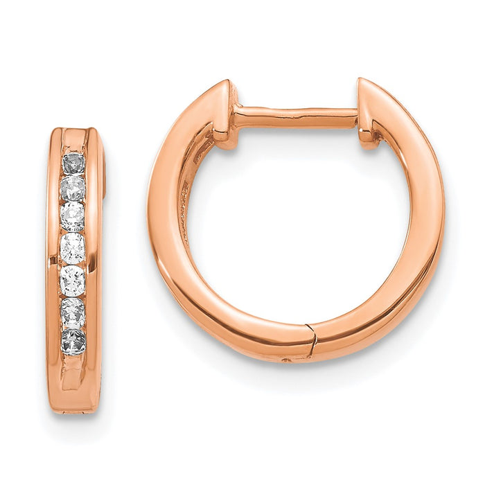Buy Designer 14K Rose Gold Diamond-Accented Hinged Hoop Earrings - Stylish & Affordable!-1