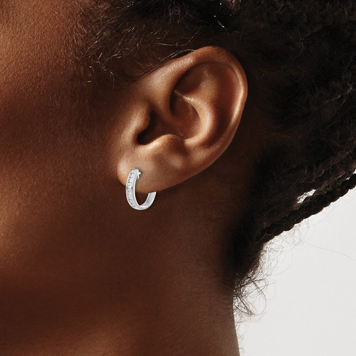 Buy Stylish 14K White Gold Diamond-Accented Hinged Hoop Earrings, 1.5"-3