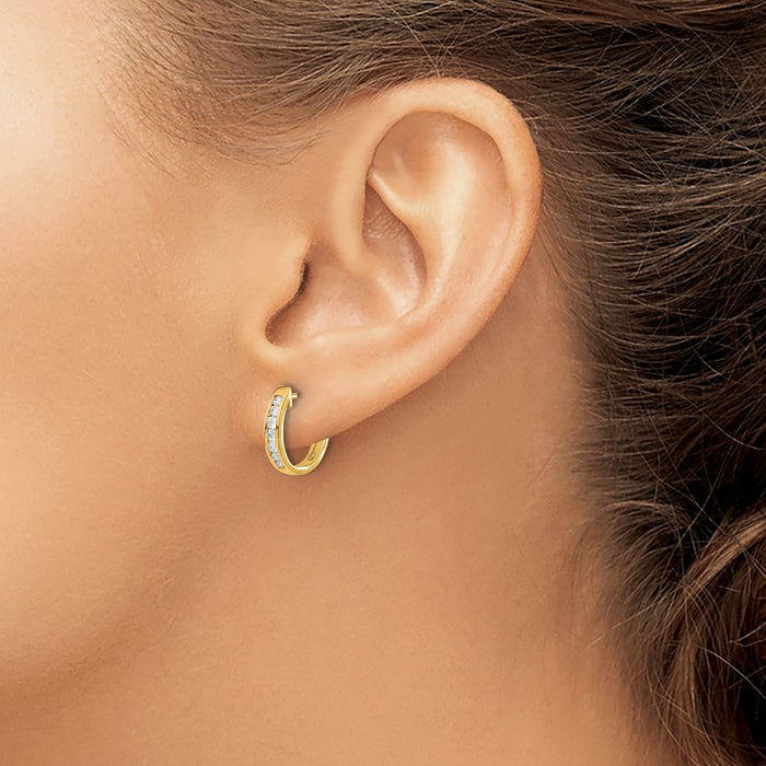 High-Quality 14K Gold Diamond-Accented Hoop Earrings - Stylish Luxury Value!-3